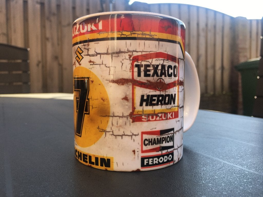 ✅ Barry Sheene Suzuki mok Vintage olie Moto GP Michelin, Ophalen of Verzenden, Nieuw, Motoren
