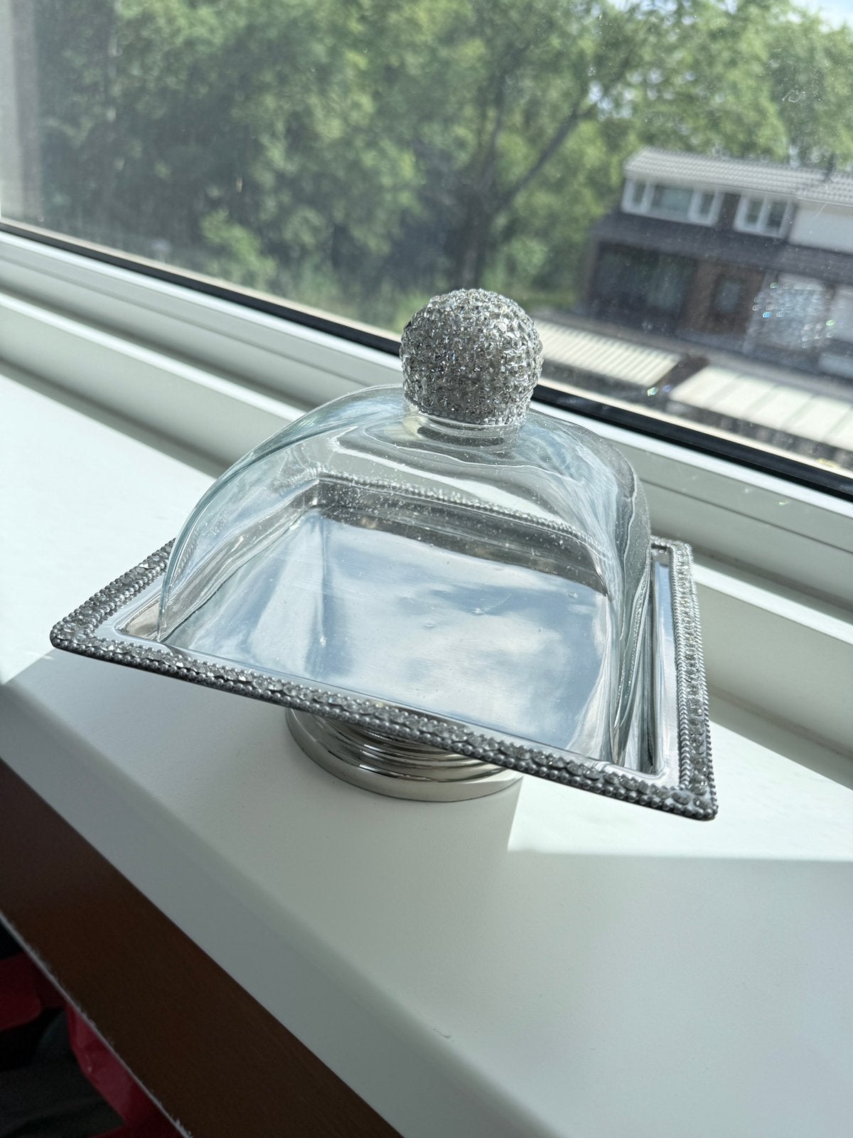 Tahari stolp glas met glitters, nieuw!, Huis en Inrichting, Woonaccessoires | Stolpen, Glas, Ophalen of Verzenden, Nieuw, Met deksel