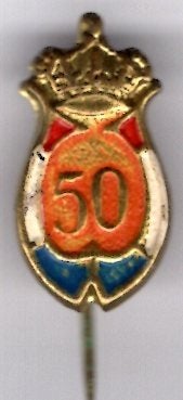 Wilhelmina 50 koper Regeringsjubileum speldje ( K_037), Verzenden, Nieuw, Stad of Land, Speldje of Pin