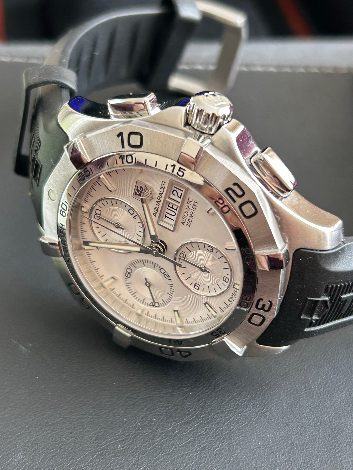 TAG Heuer Aquaracer daydate Calibre 16 Chronograaf 43mm, Staal, Polshorloge, Overige materialen, Ophalen of Verzenden