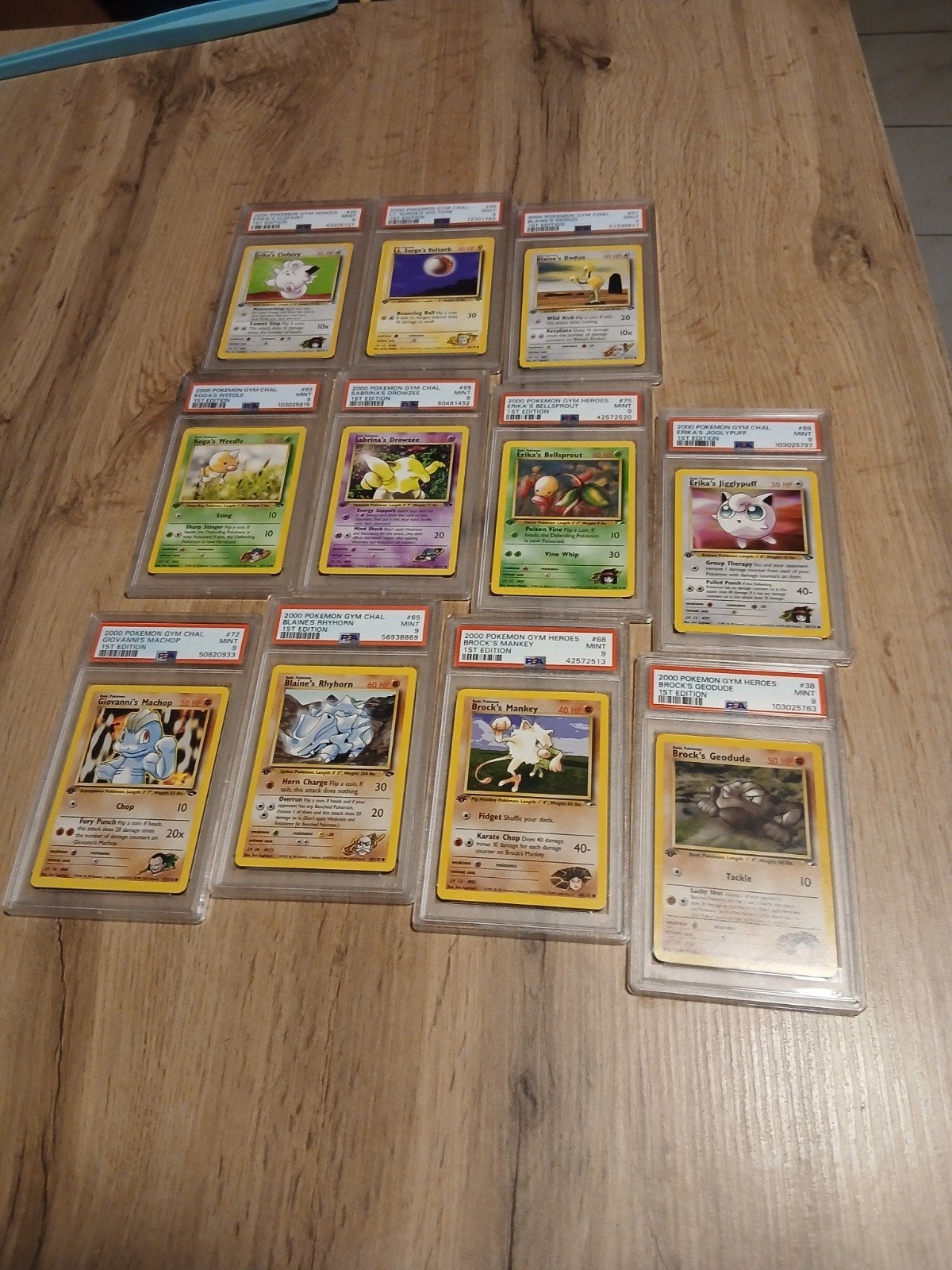 11 gym heroes / chal psa 9 1st edition slabs, Ophalen of Verzenden