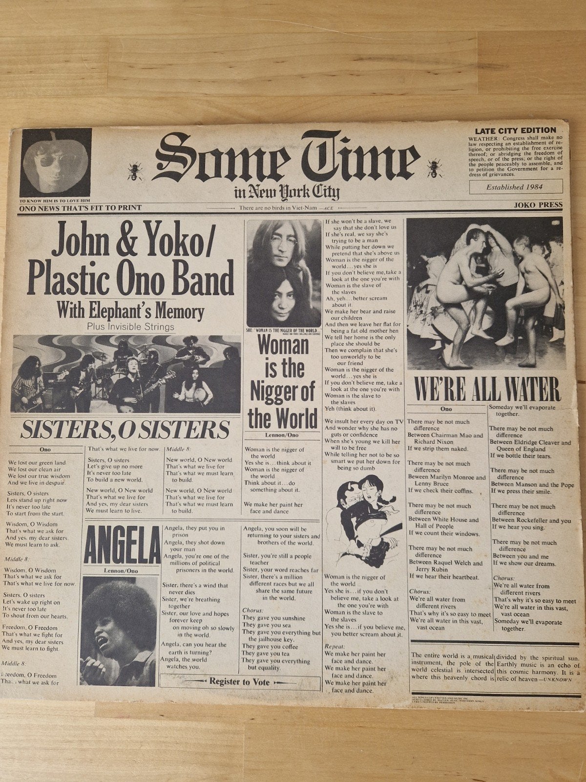 John Lennon & Yoko Ono - Sometime in New York City LP (1972), Cd's en Dvd's, LP, Rock, Gebruikt, Originele persing