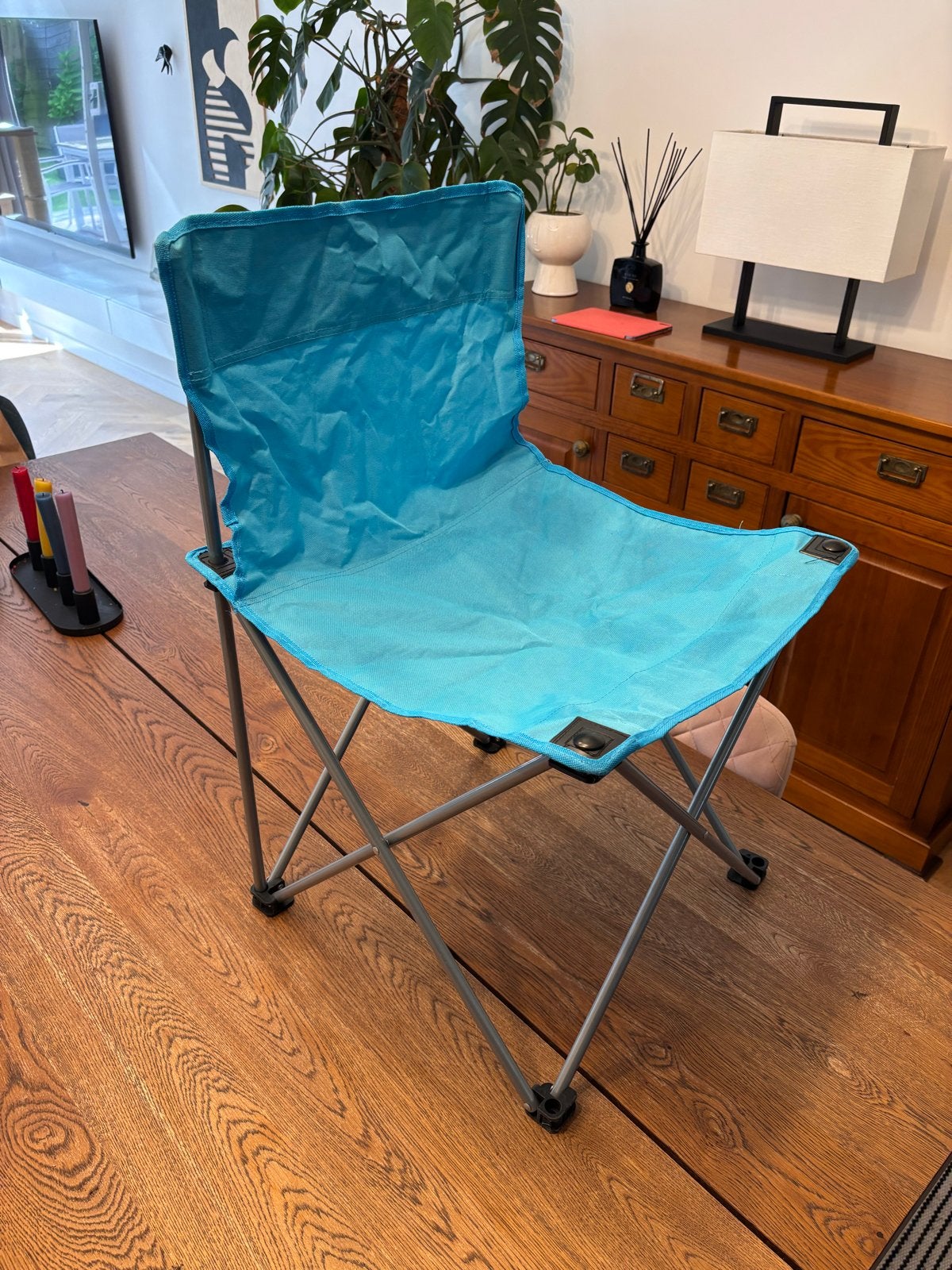 Opvouwbare Campingstoel - Lichtblauw, Ophalen of Verzenden, Zo goed als nieuw, Campingstoel