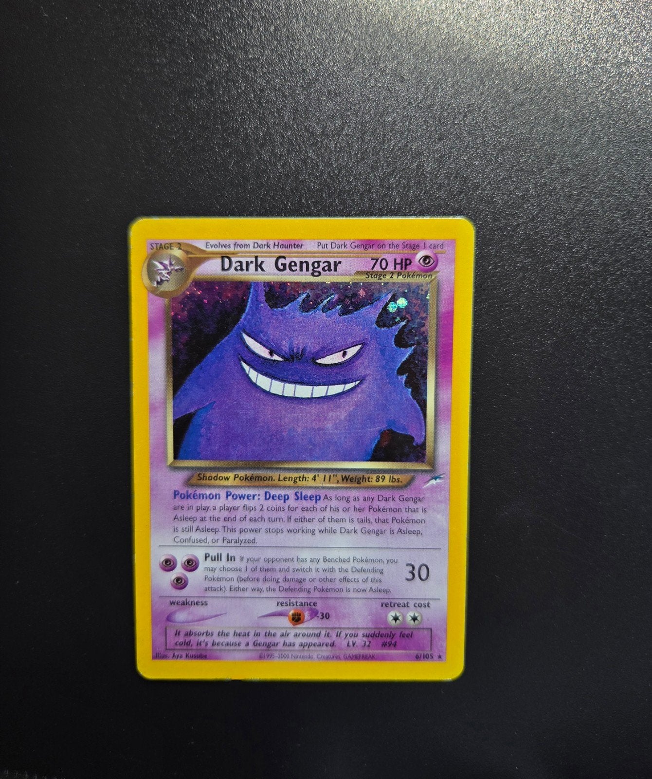 Dark Gengar 6/105 Pokemon Neo Destiny holo, Ophalen of Verzenden, Zo goed als nieuw, Booster, Foil