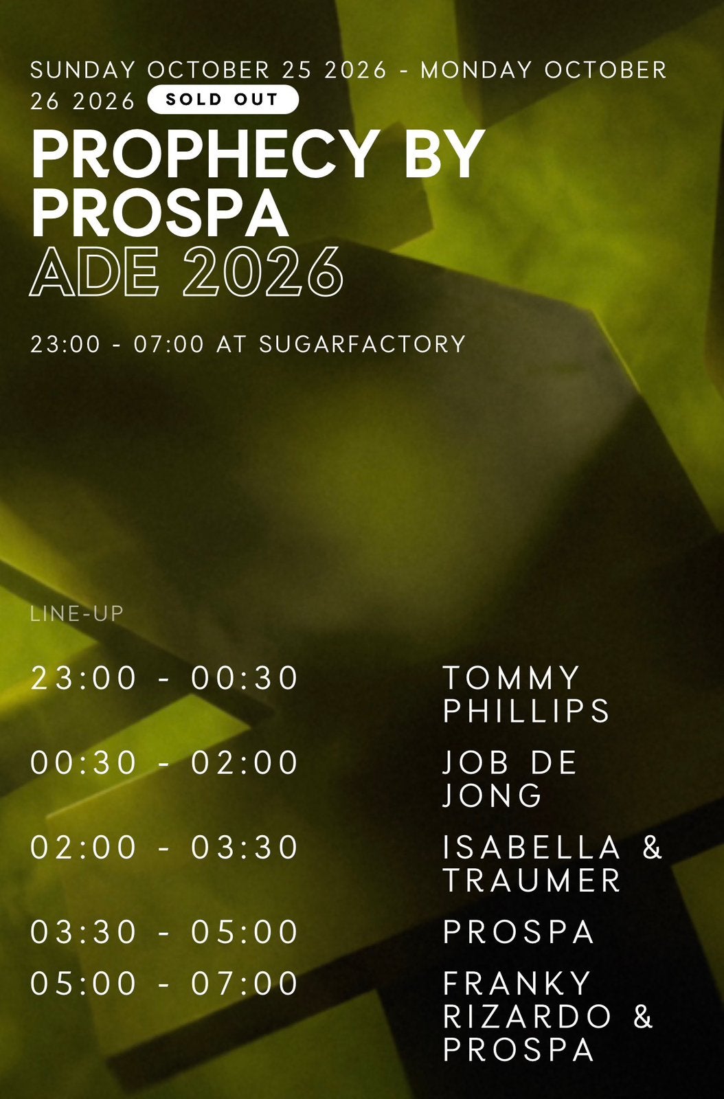 Prospa 25 okt 2 tickets te koop, ADE, Twee personen