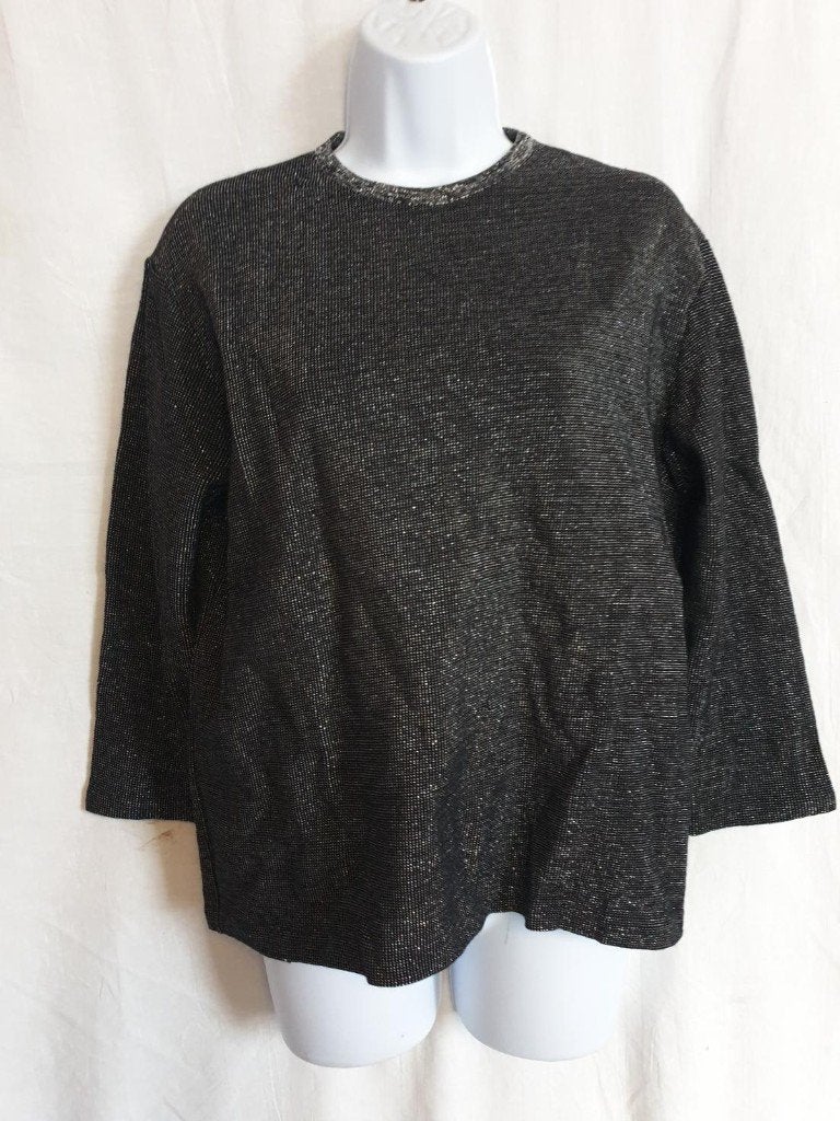 Leuk zwart glitter shirt, voor jaren 80 of disco feest. mt L, Carnaval, ., Ophalen of Verzenden, Zo goed als nieuw