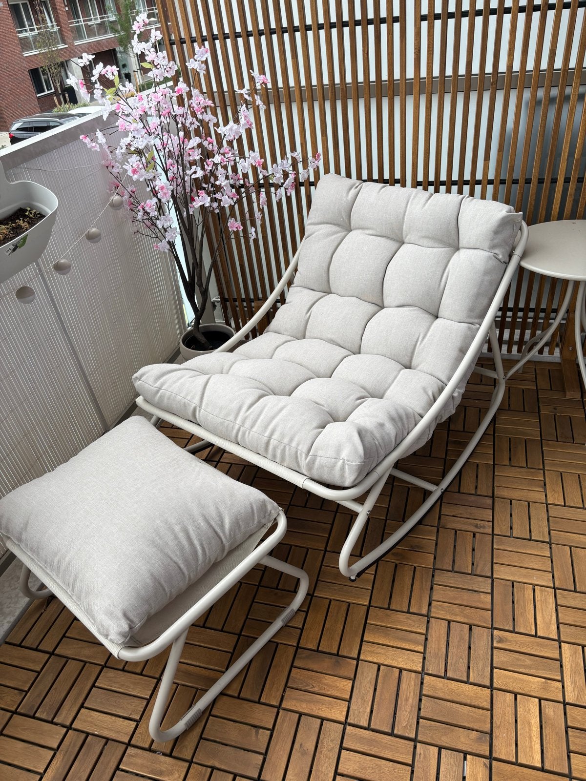 Nieuwe Intratuin loungestoel beige met voetenbank, Tuin en Terras, Ophalen, Nieuw, 2 zitplaatsen