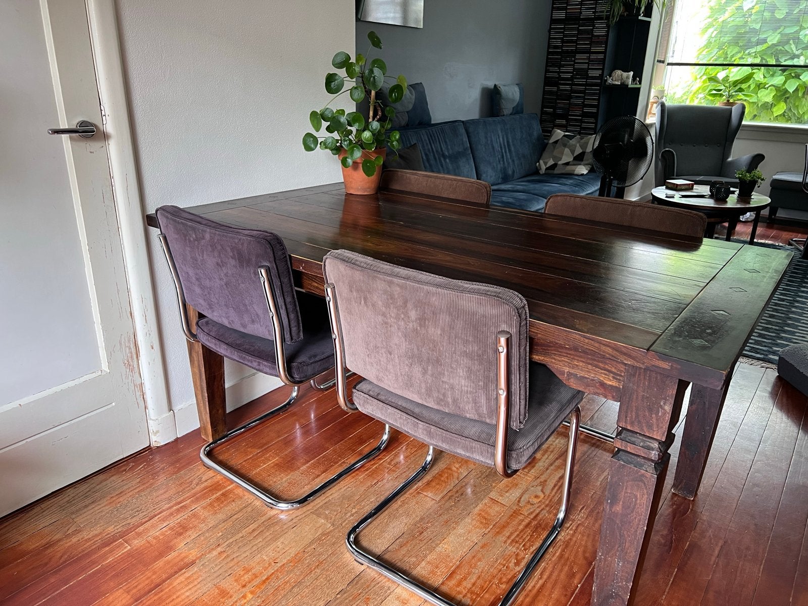 Buisframe stoelen rib stof vergelijkbaar met Zuiver Ridge, Huis en Inrichting, Stoelen, Ophalen, Gebruikt, Zwart, Stof