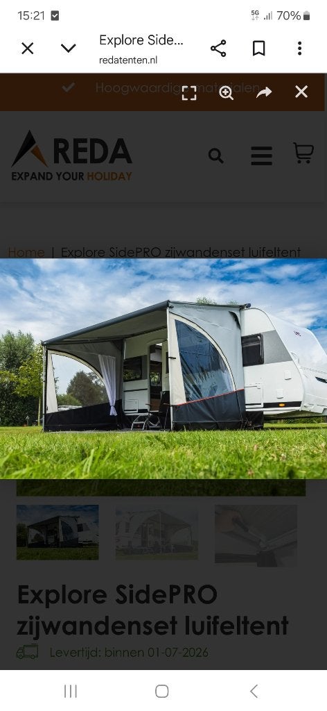Reda voortentluifel 4 meter breed inclusief gordijnen, Ophalen, Nieuw, Reda