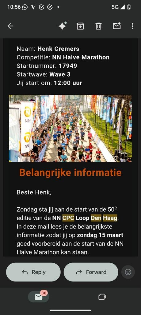 Startbewijs CPC Halve Marathon wave 3 + locker, Eén persoon
