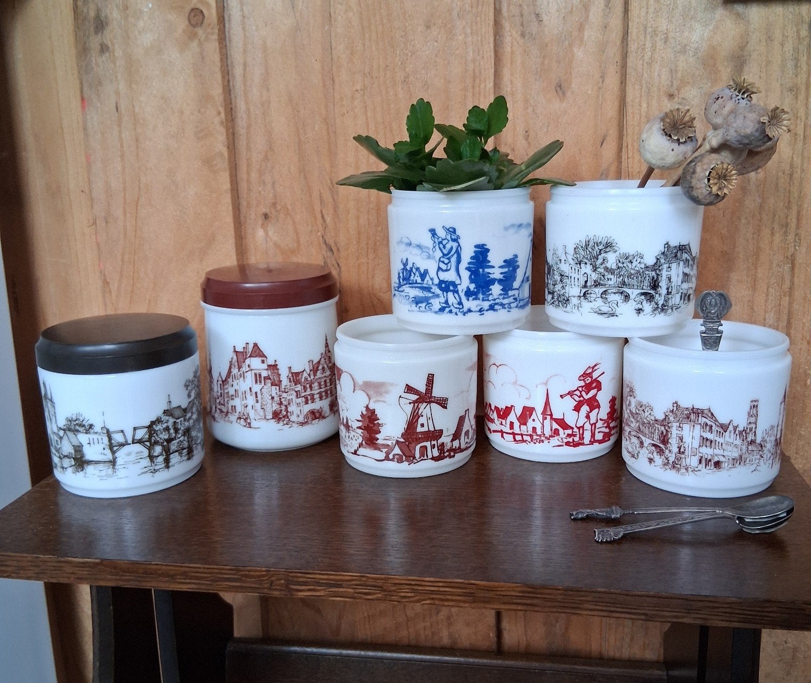 Prachtige set van 7 vintage Willem II sigarenpotten, gemaakt, Ophalen of Verzenden