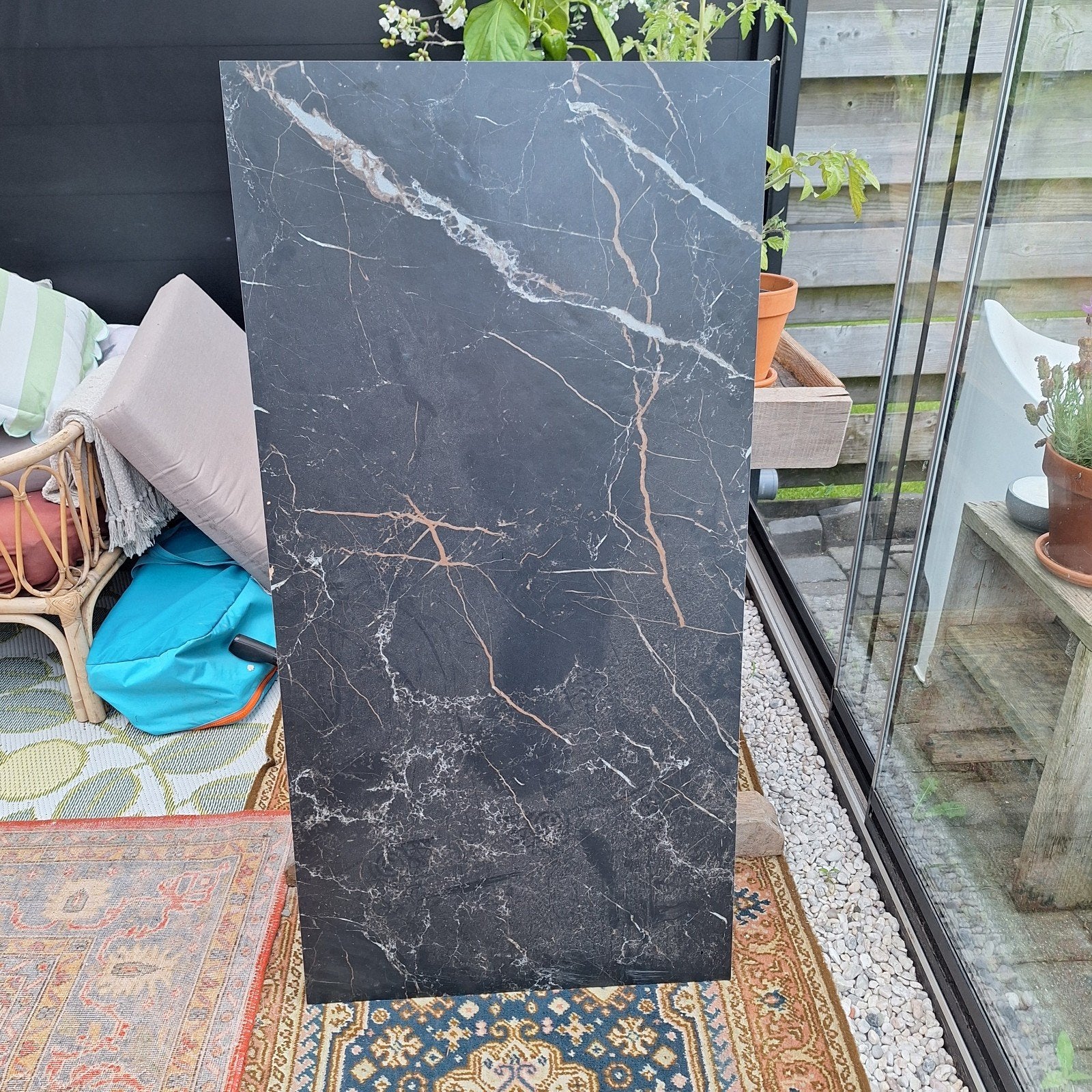 Zwarte marmerlook tegels 60x120 cm 3 stuks, Ophalen, 60 cm of meer, Nieuw, Vloertegels