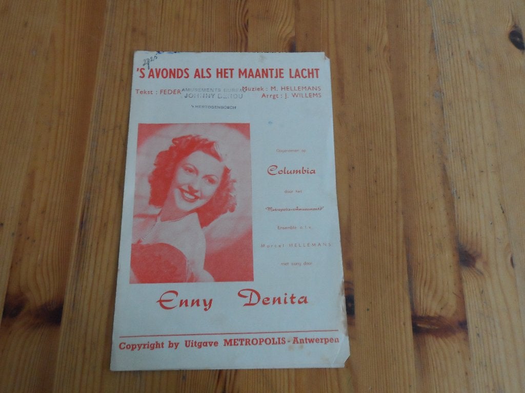 's avonds als het maantje lacht - nooit - Enny Denita, Gebruikt, Gitaar, Ophalen of Verzenden, Artiest of Componist
