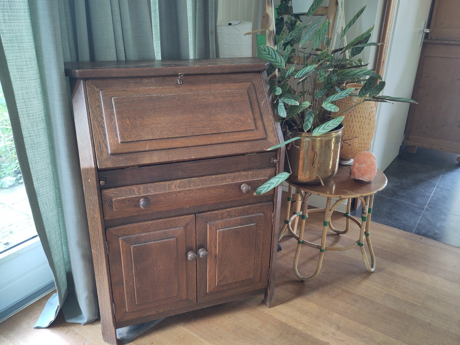 secretaire kast, hout, Ophalen, Gebruikt, Brocante