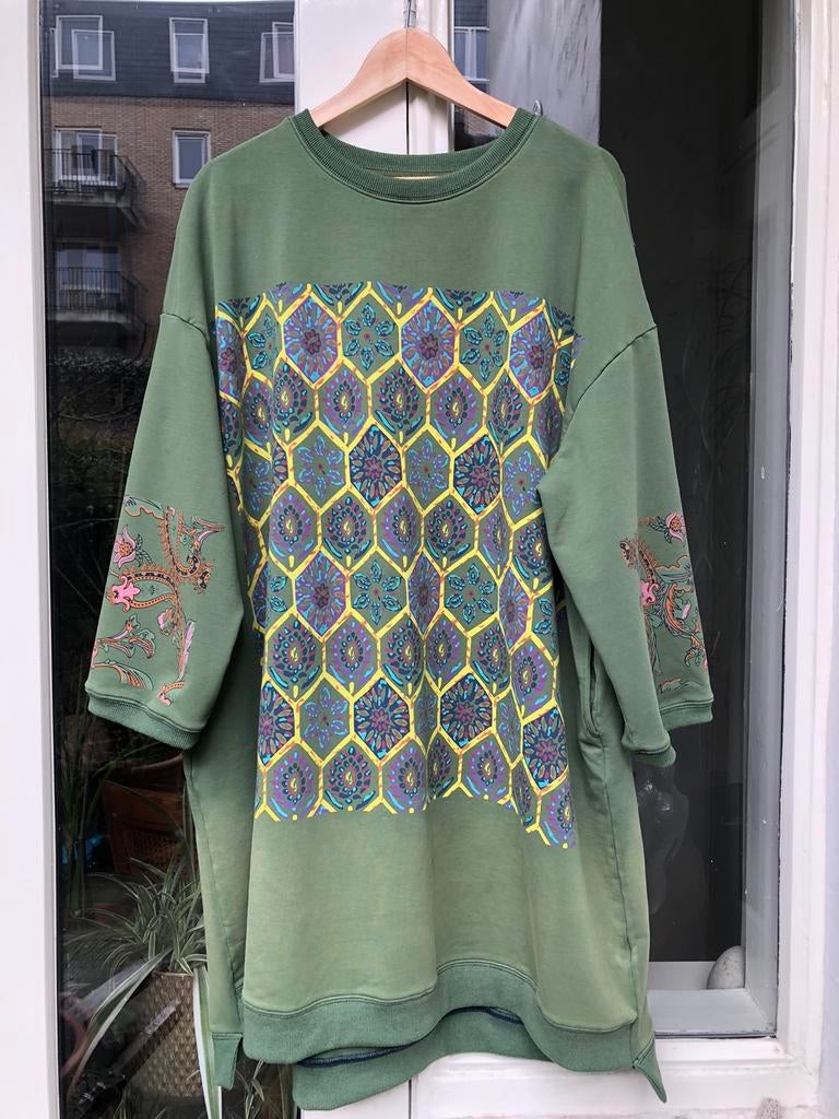 Jurk kleur smaragd groen nieuw 100% katoen maat M/L, Maat 38/40 (M), Nieuw, Ophalen of Verzenden, Boven de knie