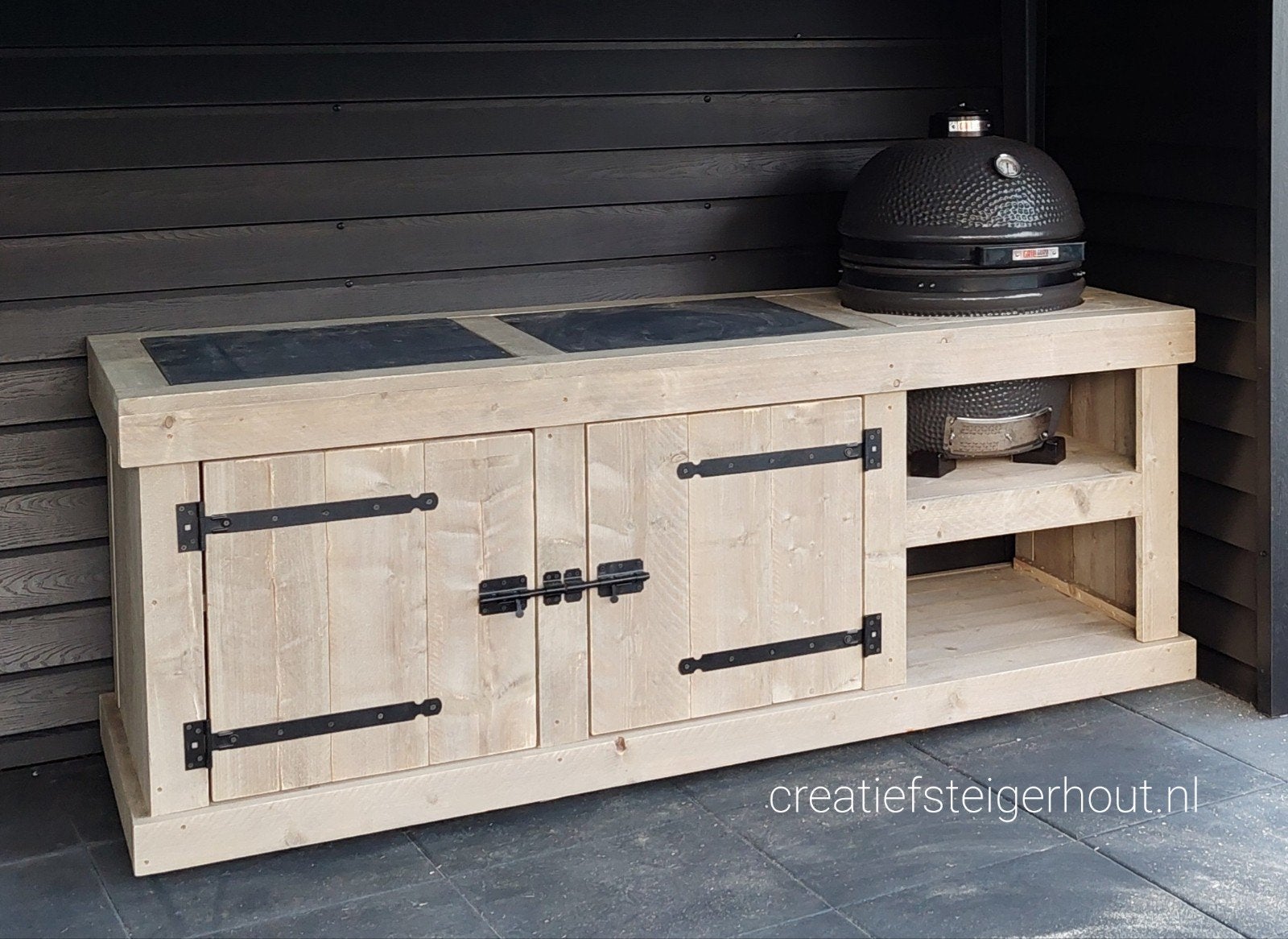 Buitenkeuken steigerhout verrijdbaar grill kamado mancave, Tuin en Terras, Ophalen of Verzenden, Nieuw, Houtskool, Inbouw