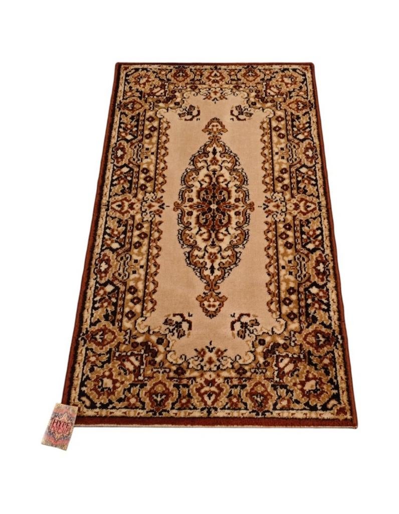 Vintage oosters wol vloerkleed medallion brown 60x116cm