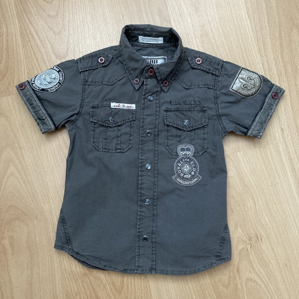 Donkergrijs overhemd met patches mt 104 Carbone Jeans, Kinderen en Baby's, Kinderkleding | Maat 104, Ophalen of Verzenden, Zo goed als nieuw