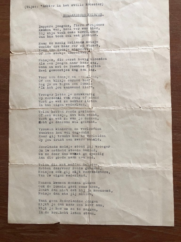 1945 Çanadezenmeiden',  Getypt lied: Hollandsche Meisjes. Ze, Verzenden, Overige onderwerpen, Tweede Wereldoorlog, Gelezen