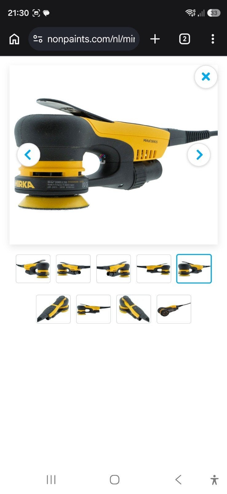 Mirka DEROS ||  350 mini Excentrische Schuurmachine, Doe-het-zelf en Verbouw, Gereedschap | Schuurmachines, Ophalen, Zo goed als nieuw