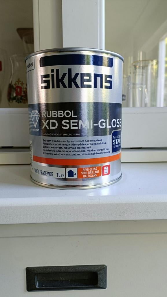 Sikkens Rubbol XD Semi-Gloss Lak - Crèmewit (1L), Ophalen of Verzenden, Nieuw, Wit, Lak