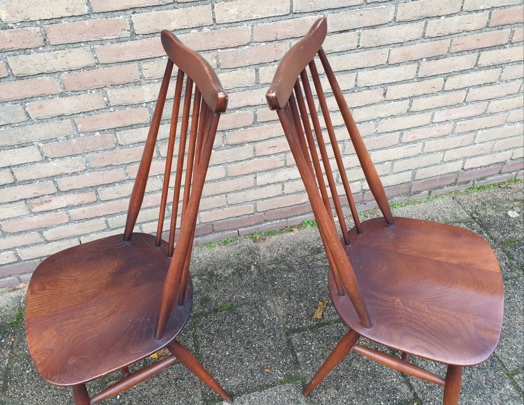 2 Originele Ercol "Snorren" stoelen, jaren 60 Vintage, Huis en Inrichting, Stoelen, Ophalen, Gebruikt, Twee, Bruin