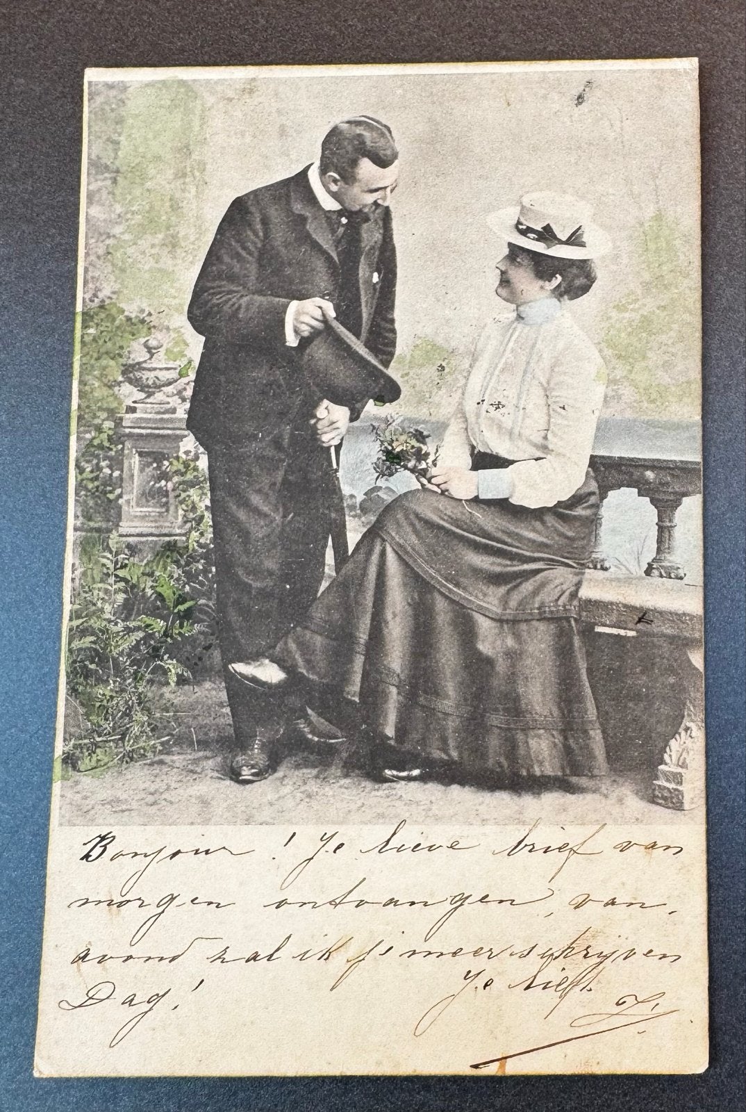 Vintage Postkaart 1903 - Hand ingekleurd, Gelopen, Ophalen of Verzenden, Voor 1920, Gelopen, Overige thema's