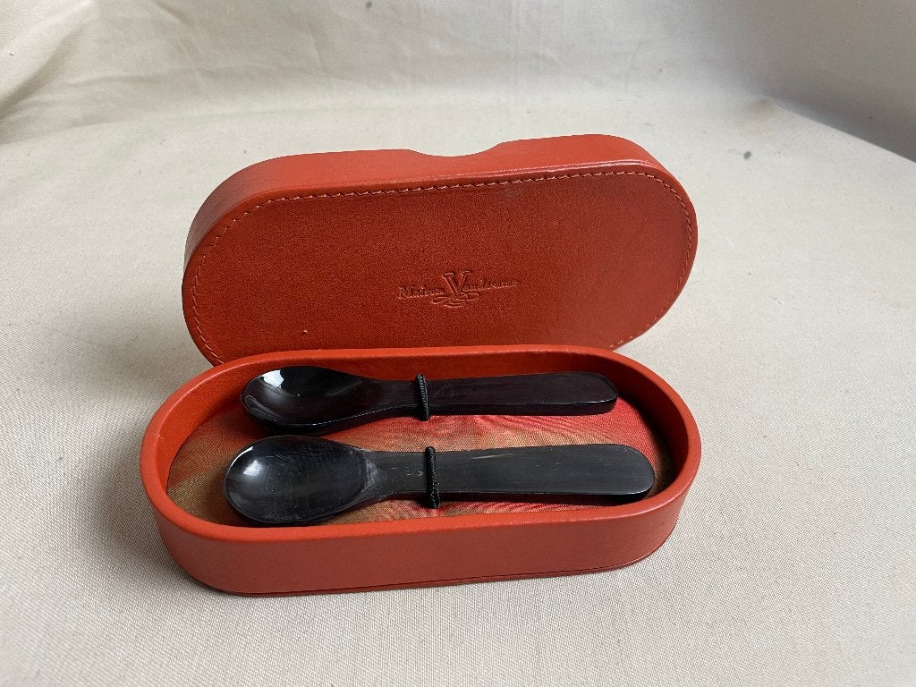 Set vintage lepels in etui Maison Vandamme Zeebrugge, Ophalen of Verzenden