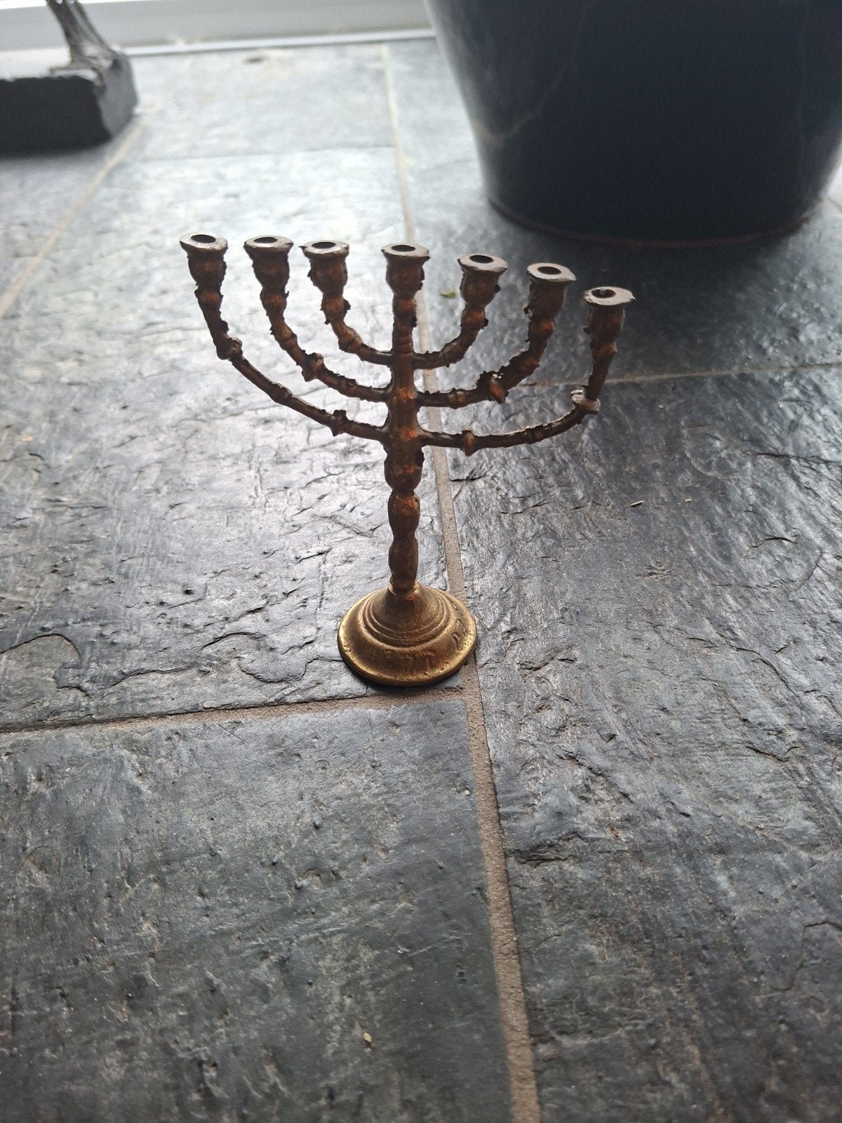 Antieke bronzen Menora kandelaar, Ophalen