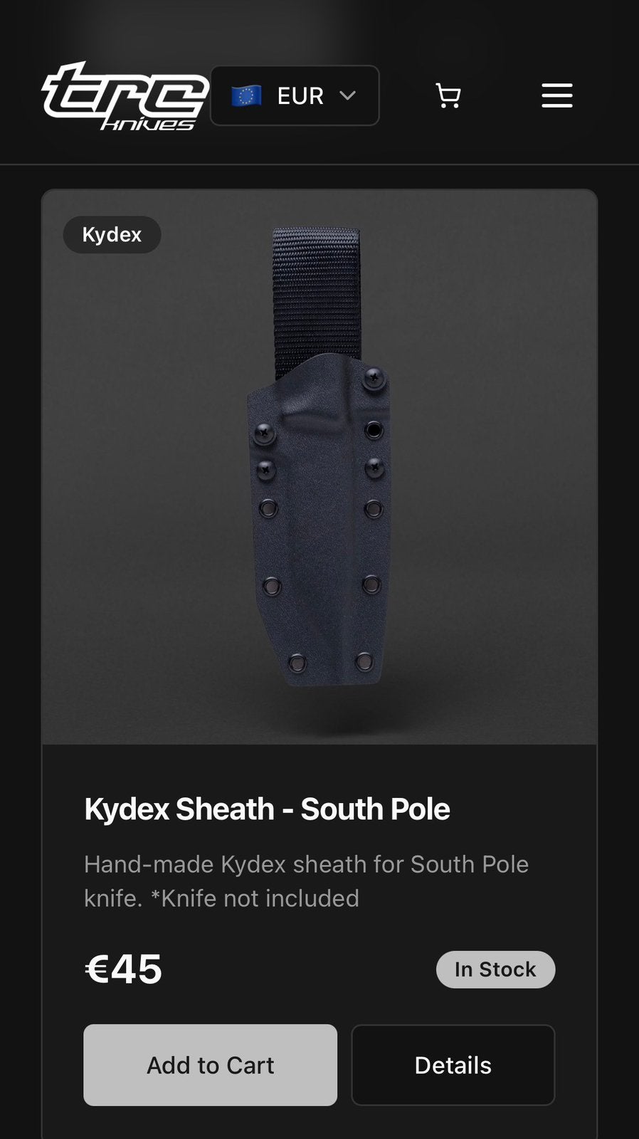 TRC Southpole losse nieuwe kydex, Caravans en Kamperen, Ophalen of Verzenden, Nieuw