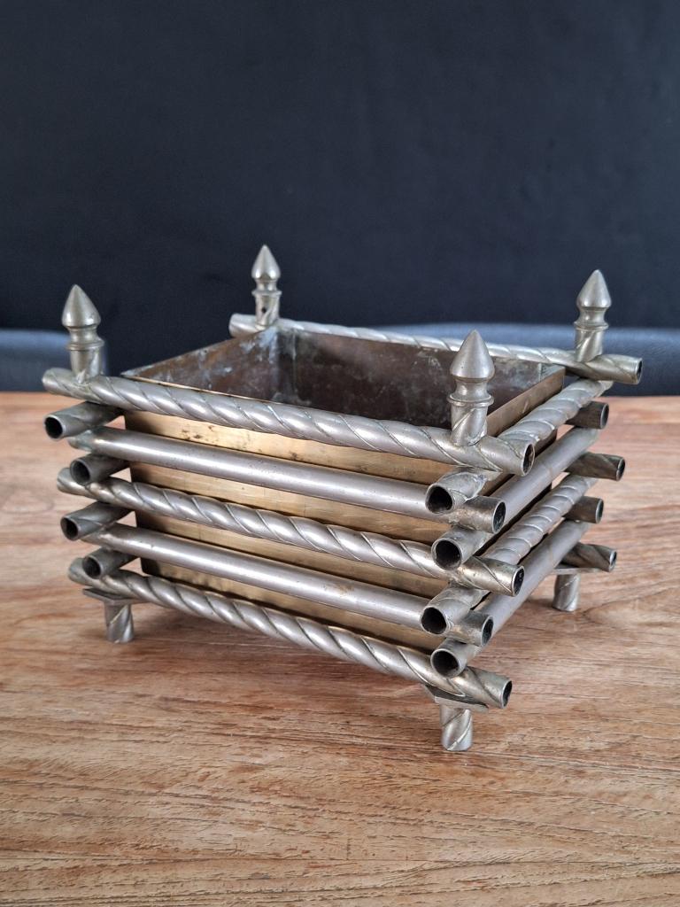 vintage antieke art-deco design jardiniere koperen bloem-pot, Antiek en Kunst, Curiosa en Brocante, Ophalen of Verzenden