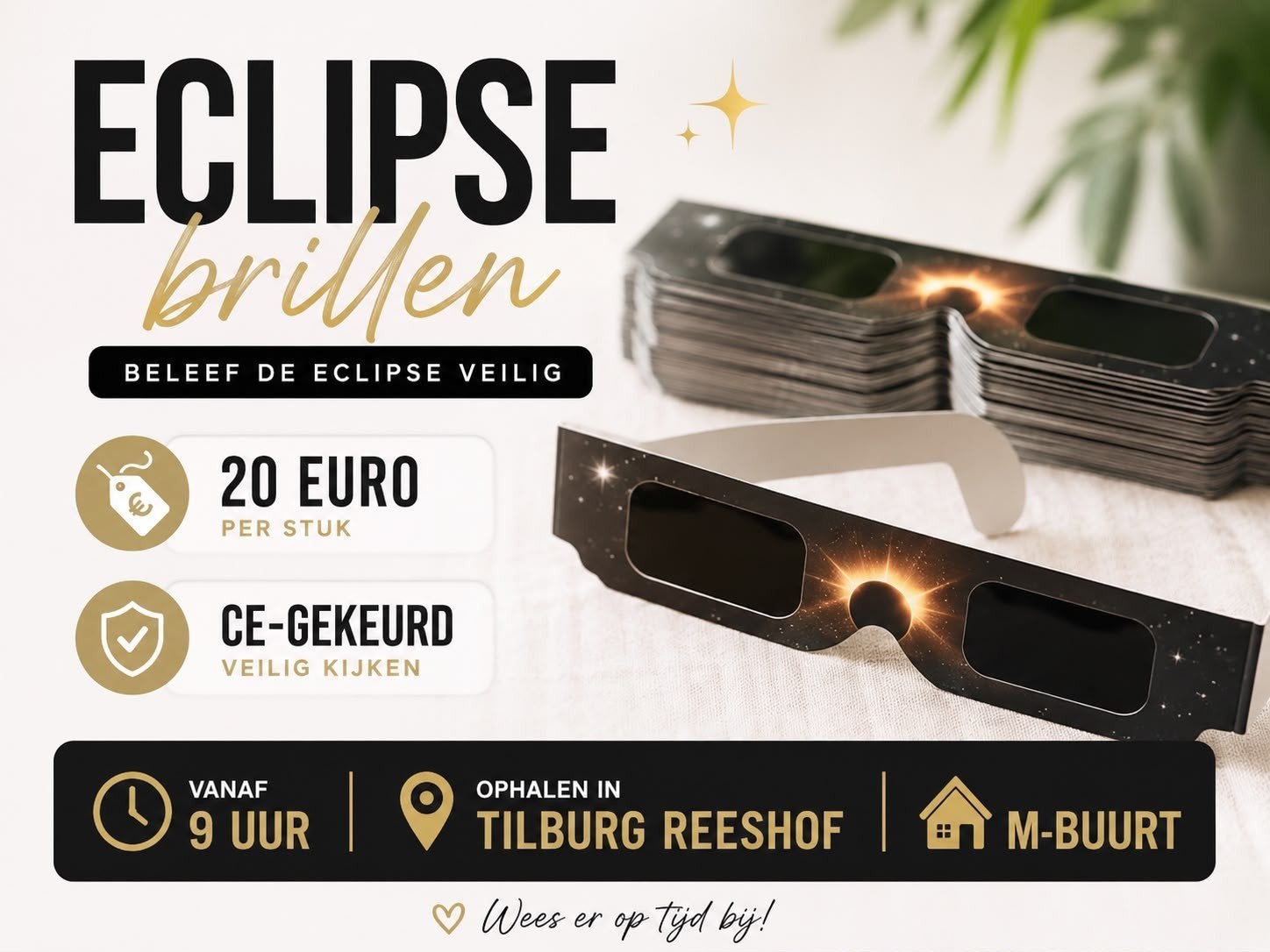 Eclipse Brillen - Veilig kijken naar de zonsverduistering, Overige merken, Zonnebril, Zwart, Nieuw