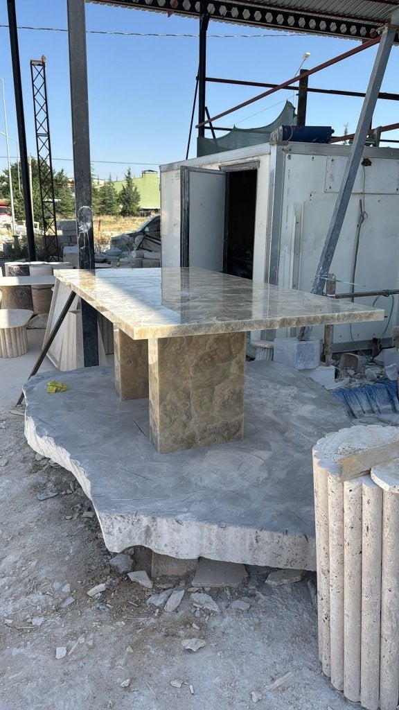 Op maat gemaakte marmeren eettafel (nieuw), Huis en Inrichting, Tafels | Eettafels, Overige materialen, 100 tot 150 cm, Verzenden
