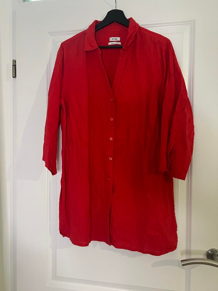 Rood linnen overhemd Kyra, Verzenden, Zo goed als nieuw, Maat 42/44 (L), Rood