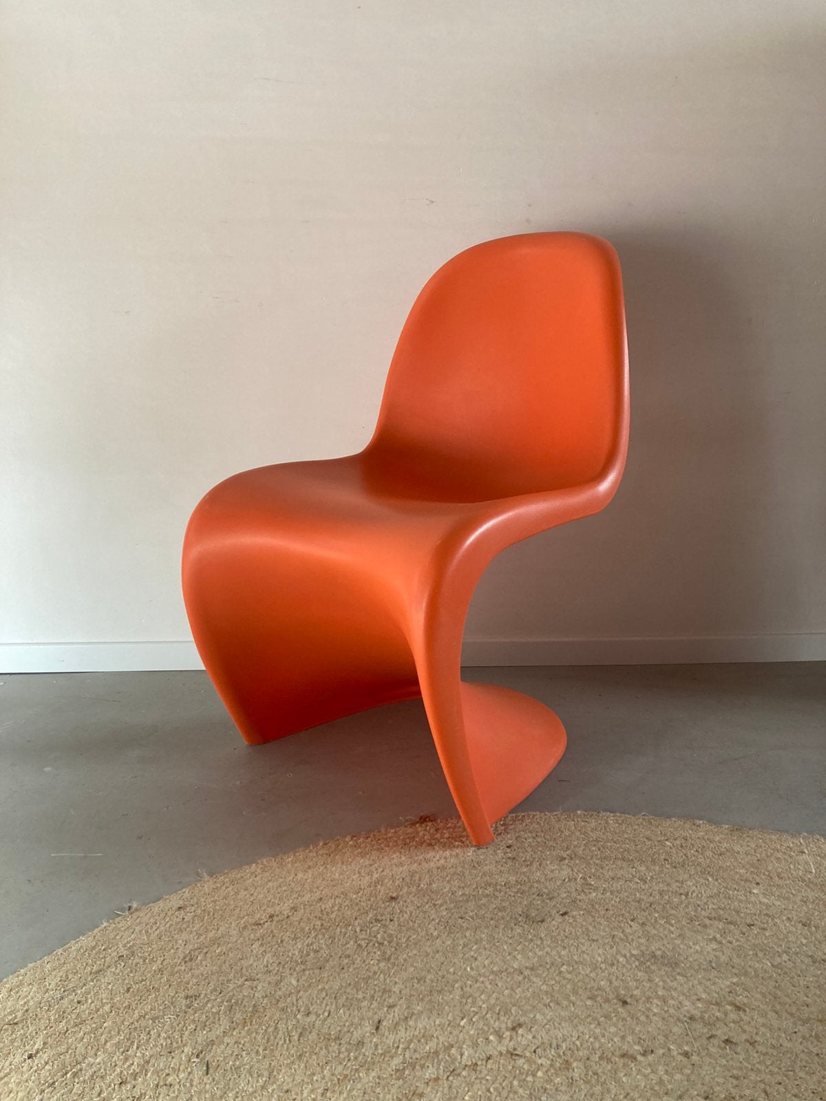 Set van vier oranje Verner Panton stoelen, Kunststof, Gebruikt, Overige kleuren, Vier