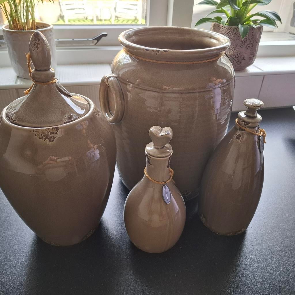 Set Riverdale vazen, taupe, Ophalen, Overige kleuren, Minder dan 50 cm, Glas