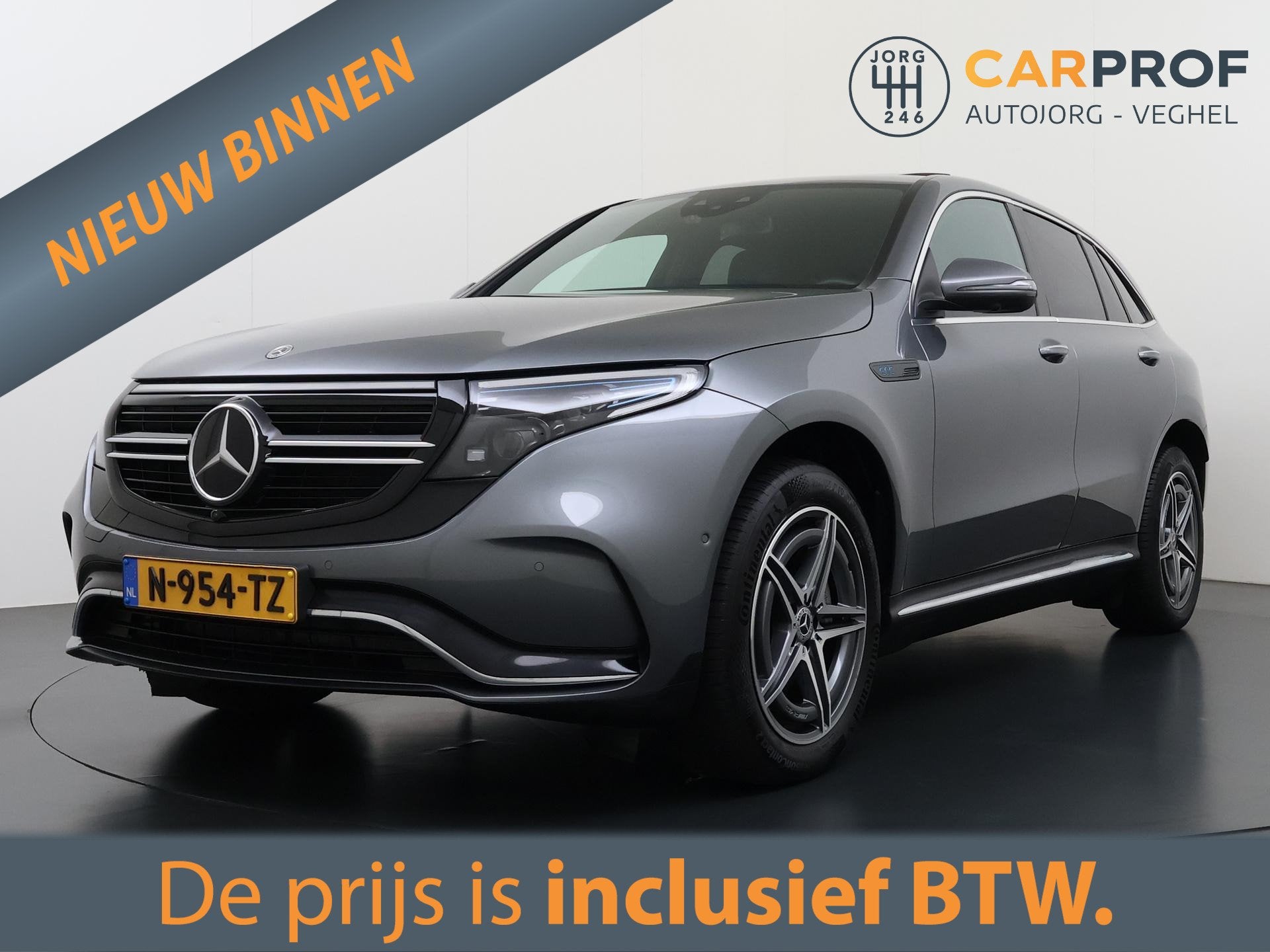 Mercedes-Benz EQC 400 4MATIC AMG Line Premium Plus 80 kWh Sc, Zwart, 80 kWh, Leder en Stof, Origineel Nederlands
