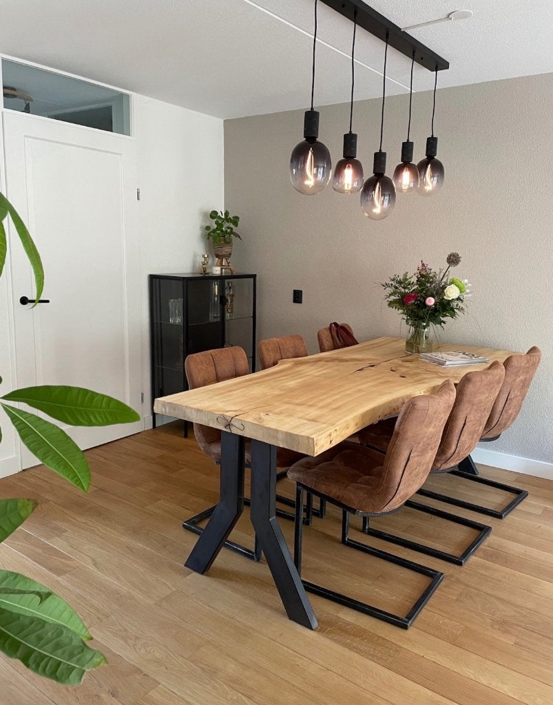 Mooie Boomstamtafel, Huis en Inrichting, Tafels | Eettafels, Ophalen, Eikenhout, 200 cm of meer, 50 tot 100 cm