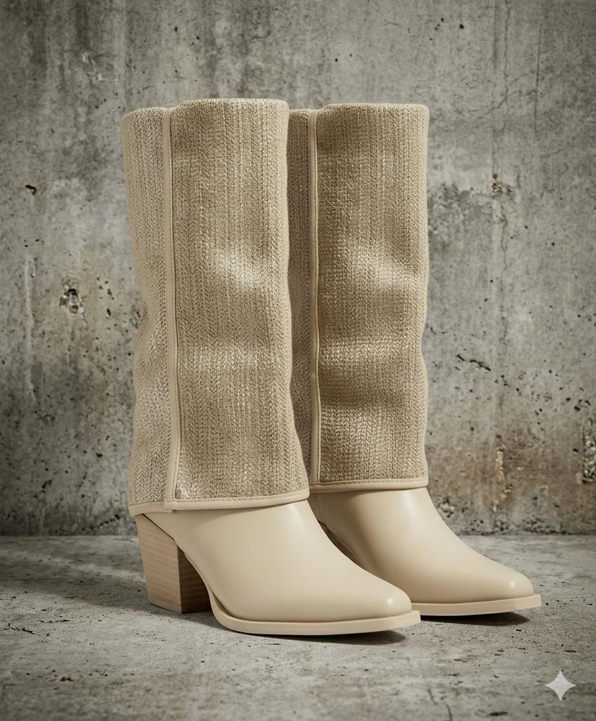 ‼️ Actie ‼️ Beige Flappen laars maat 41, Hoge laarzen, Beige, Nieuw, Ophalen of Verzenden
