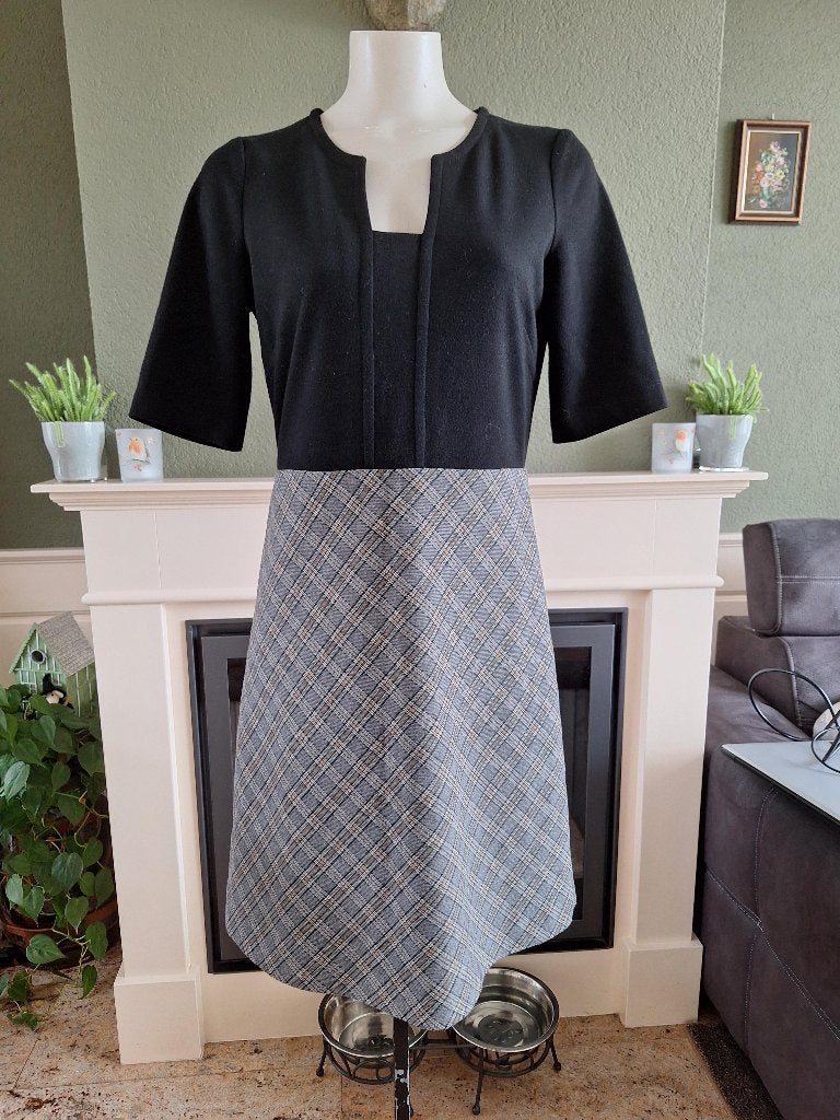 Sinequanone Paris jurk M 40 zwart grijs ruit, Kleding | Dames, Maat 38/40 (M), Sinequanone, Verzenden, Zwart
