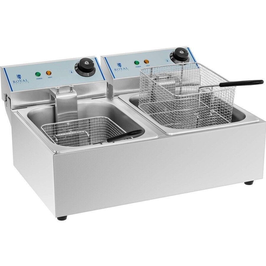 Royal Catering - Elektrische friteuse - 2 x 10 liter - ECO, 4 liter of meer, Ophalen, Zo goed als nieuw, Duo-friteuse