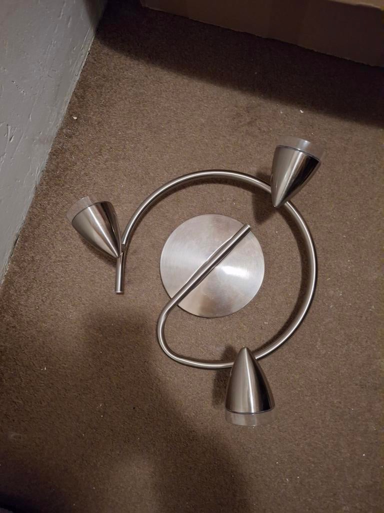 Philips Plafondlamp met 3 Spots - Geborsteld Metaal, Ophalen, Gebruikt, Metaal, Modern