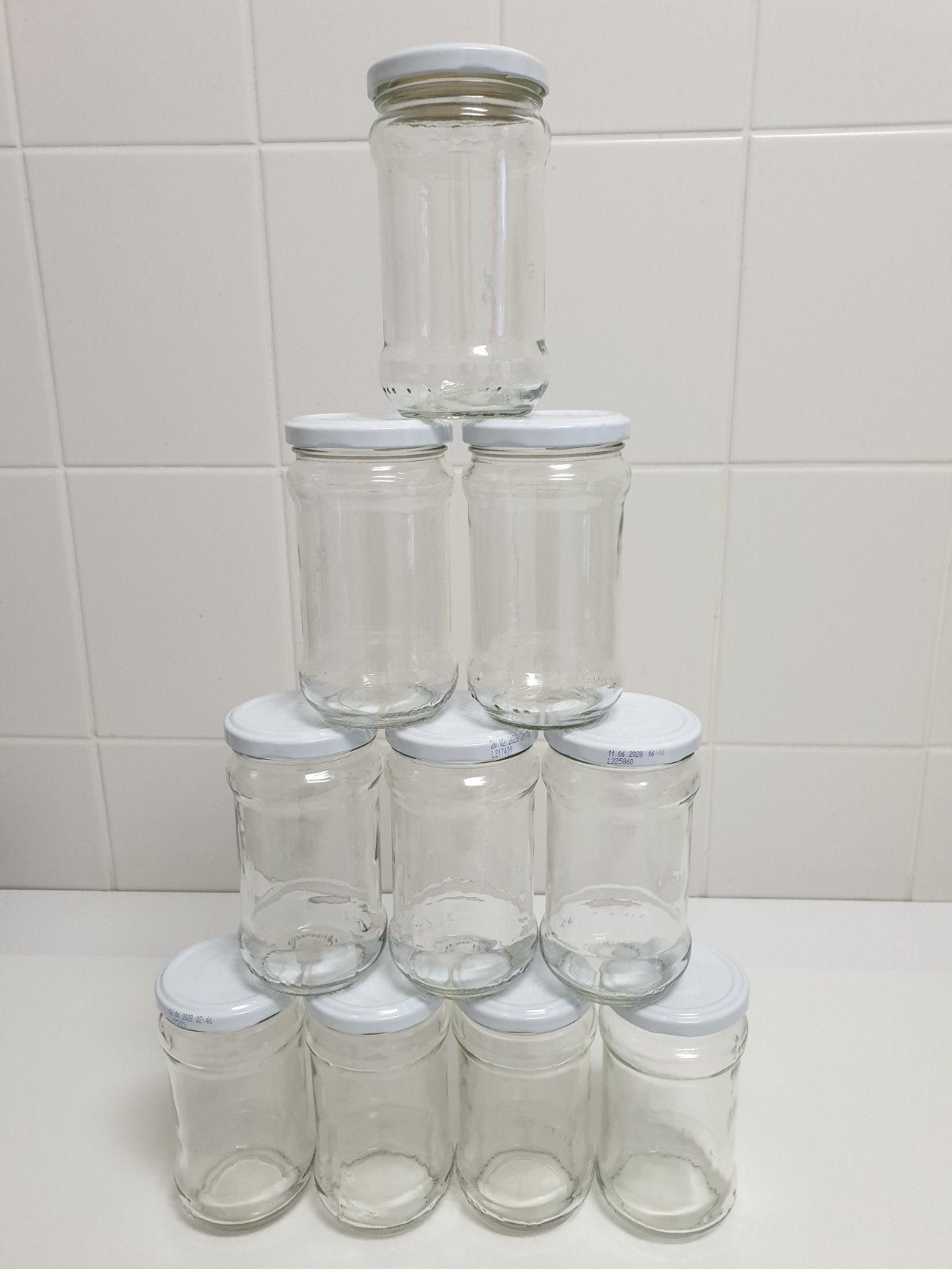 10 Lege glazen potten van 300ml, Huis en Inrichting, Keuken | Potten en Pannen, Ophalen of Verzenden, Zo goed als nieuw, Glas