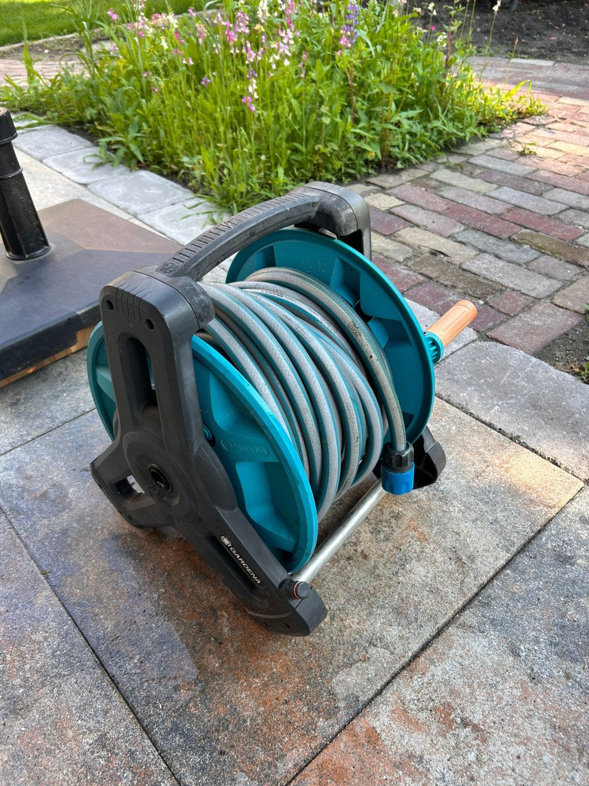 20 meter gardena waterslang inclusief bevestingsmateriaal, Ophalen, Gebruikt, Tuinslanghaspel