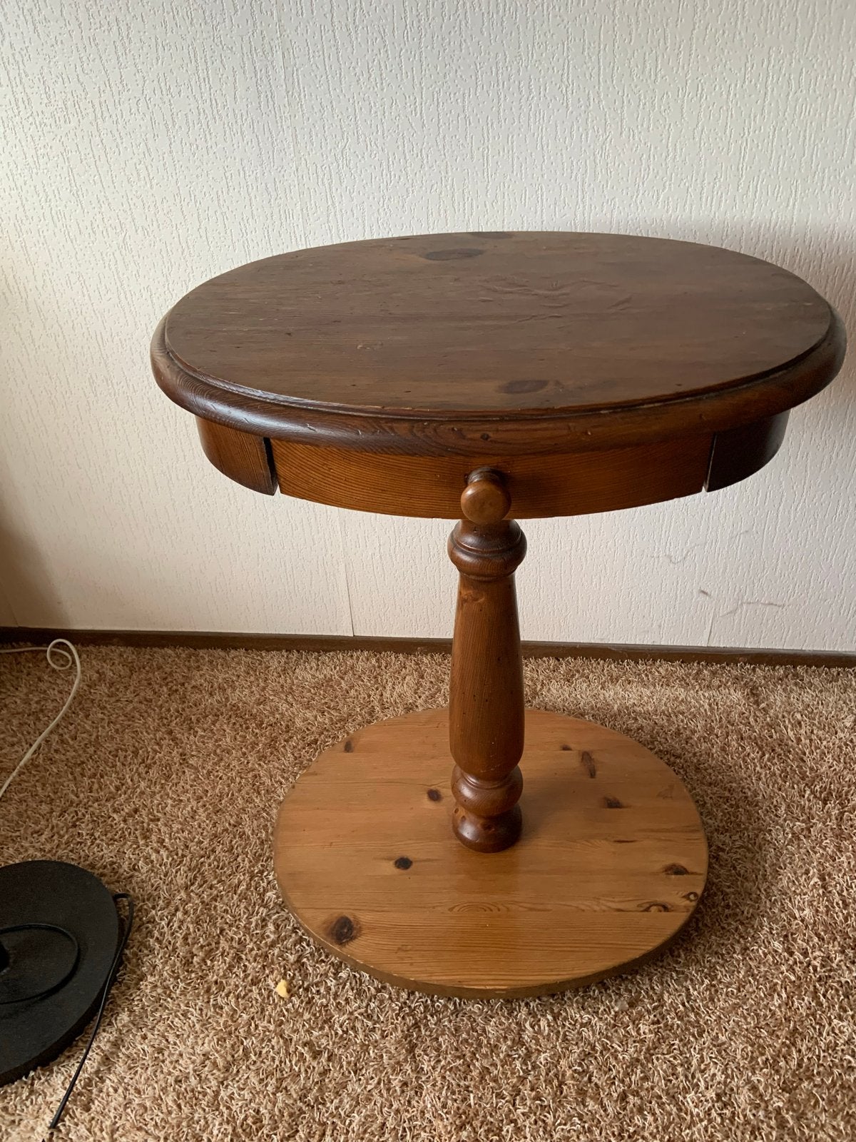 Ronde grenen houten bijzettafel, Ophalen, Minder dan 55 cm, Gebruikt, Rond