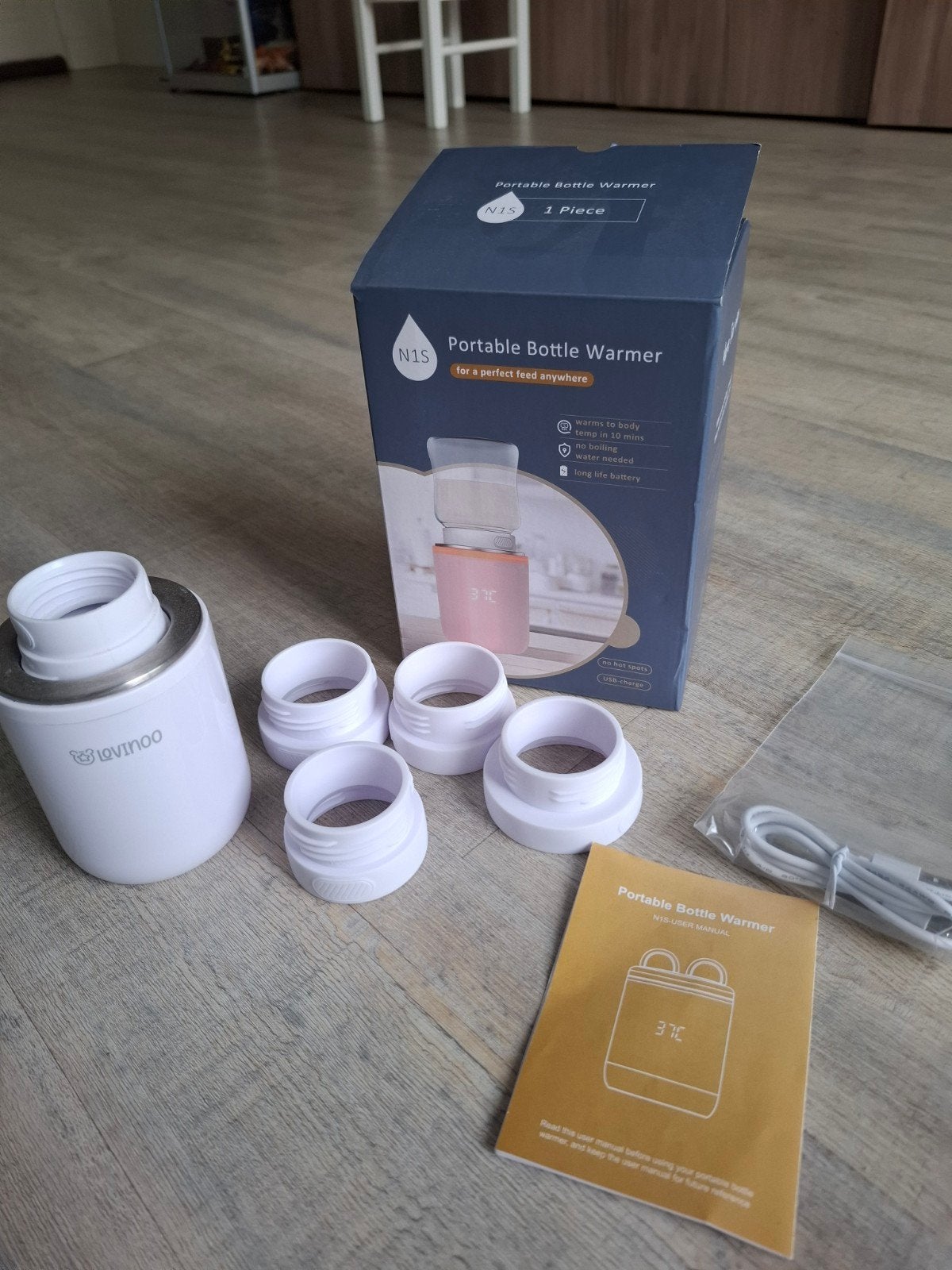 Draagbare Flessenwarmer - Lovinoo N1S, Ophalen of Verzenden, Zo goed als nieuw, Flessen- of potjesverwarmer