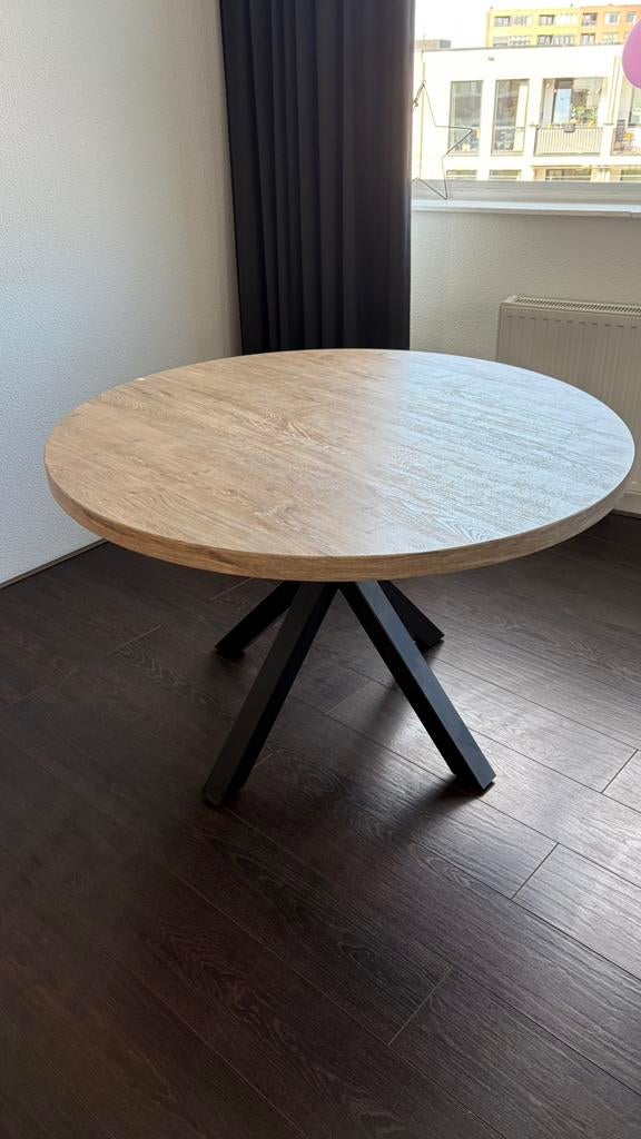 Ronde eettafel 120cm (eventueel met 4 stoelen), Huis en Inrichting, Tafels | Eettafels, Ophalen, Gebruikt, Rond, Vier personen