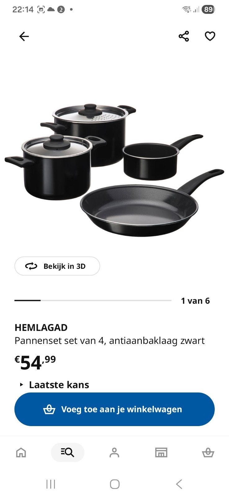 Te koop Ikea pannenset Hemlagad, Ophalen, Nieuw, Rvs, Pannenset