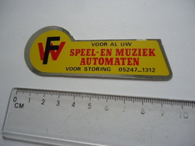 sticker oud Speelautomaten flipperkast jukebox De Krim retro, Verzamelen, Verzenden, Zo goed als nieuw, Bedrijf of Vereniging