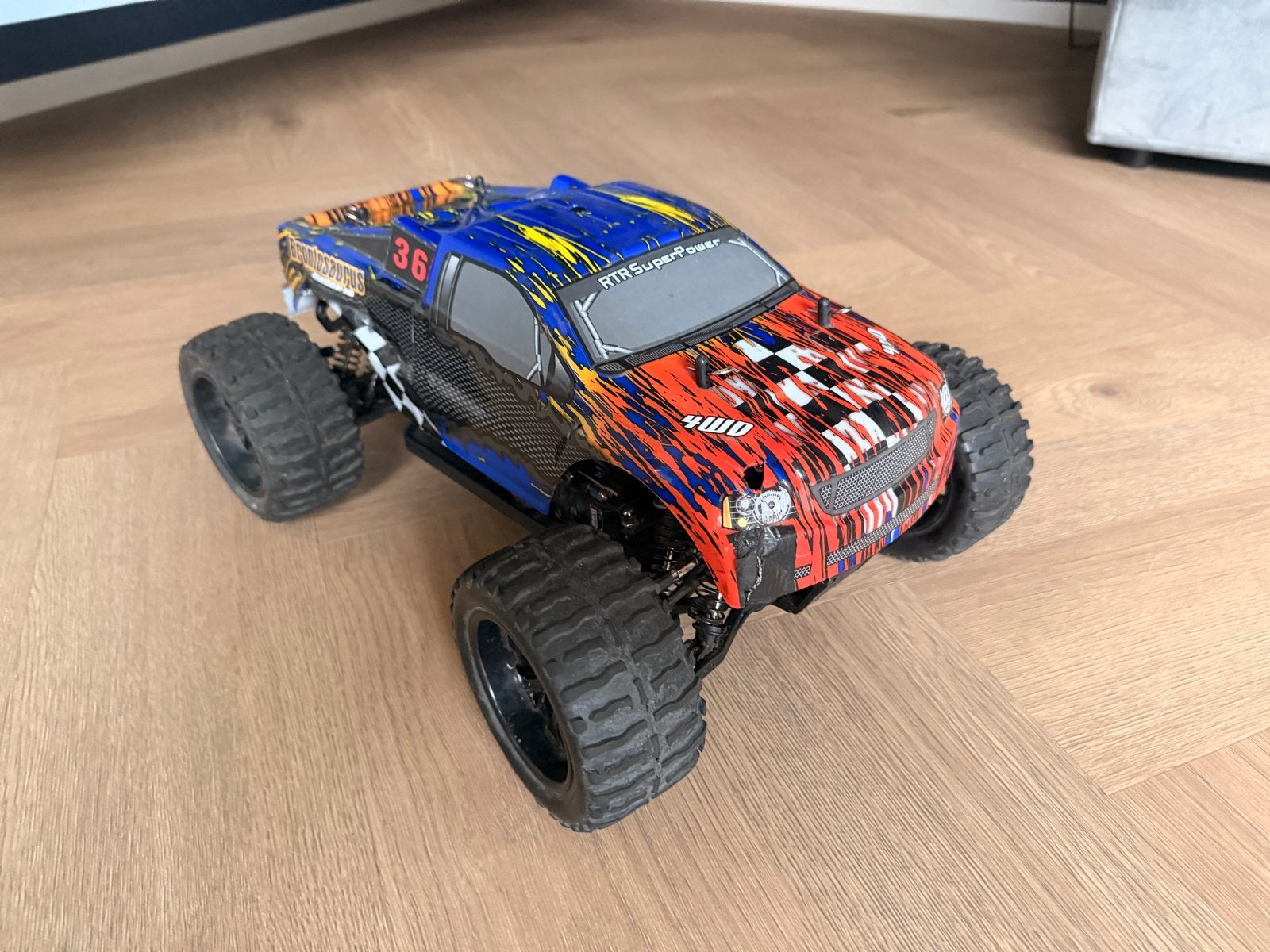 Himoto 1:10 Truck Blue Spider 2.4 GHz RC Auto, Elektro, Gebruikt, Auto offroad, Ophalen of Verzenden